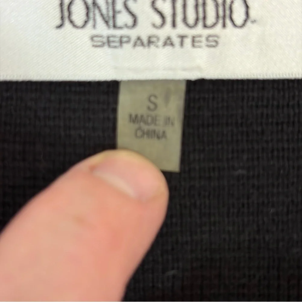 Jones Studio Colorblock Open Front Cardigan Sweater Black Red Ivory Small - Picture 3 of 7